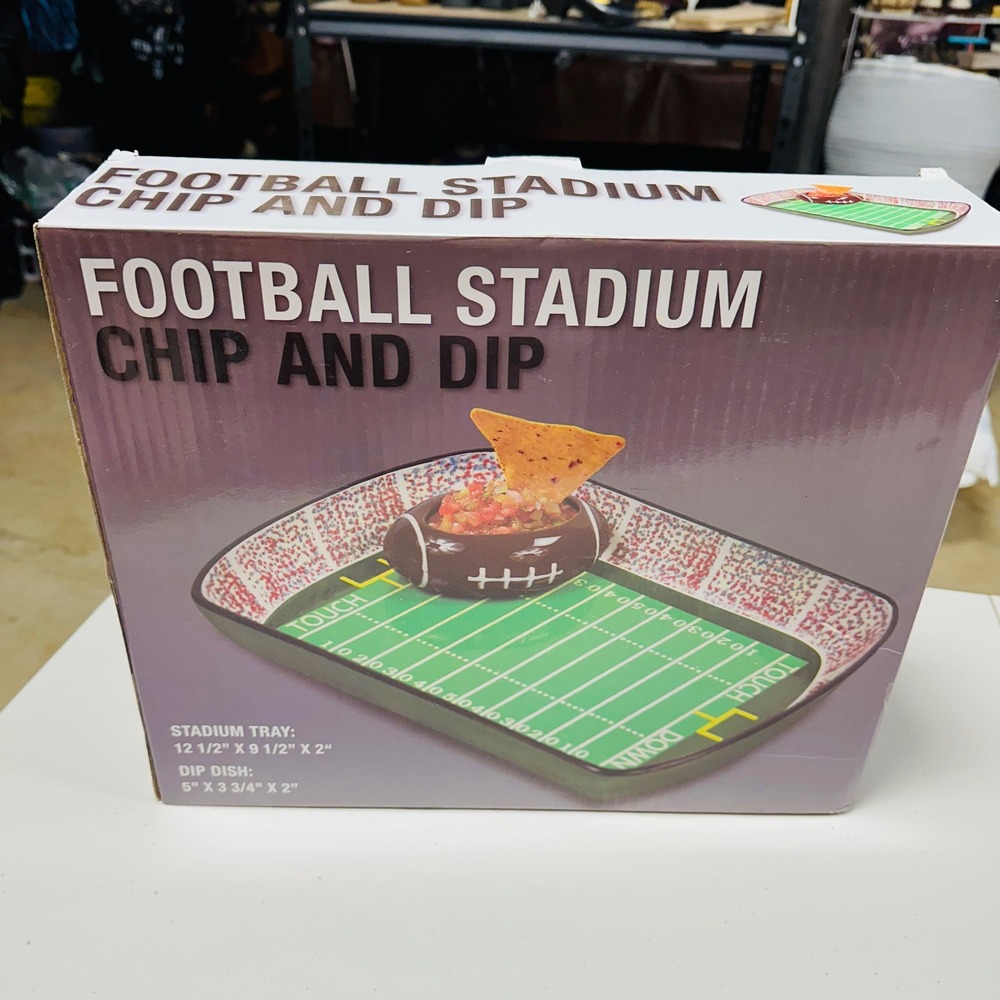 New Football Stadium Chip and Dip Ceramic Serving Set Game Day Party